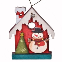Decoratiune din lemn, Zola, pentru bradut, casa cu bradut si om de zapada, 8cm