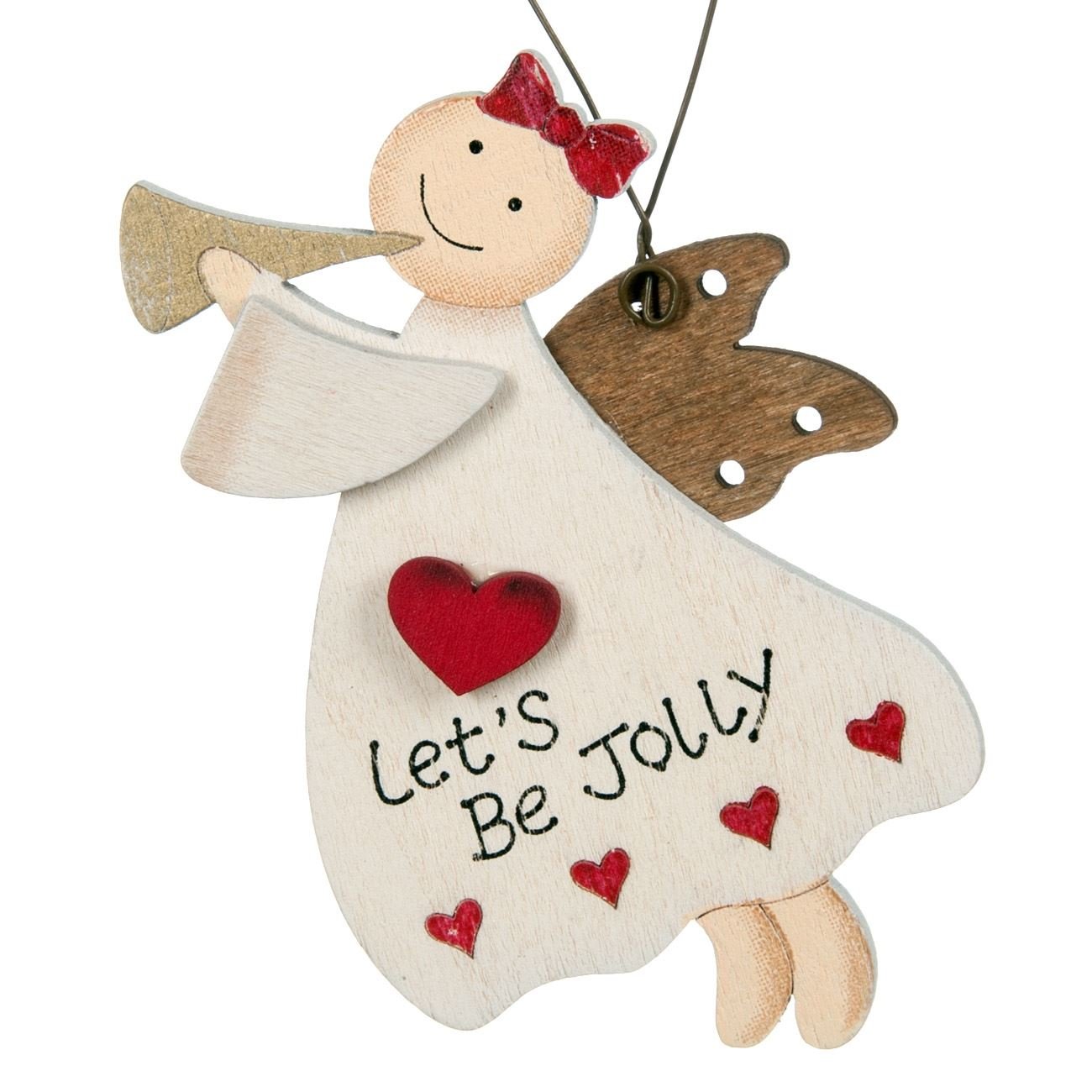 Ornament lemn de Craciun, Let's Be Jolly, 9 cm