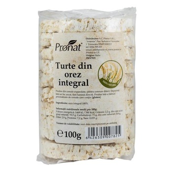 Turte Natur din Orez Integral Fara Sare 100 grame Pronat Turte Natur din Orez Integral Fara Sare 100 grame Pronat