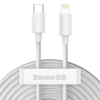 Set 2 Cabluri De Date Baseus Simple Wisdom Usb-C - Lightning Pd 20W 1.5M Alb Set 2 Cabluri De Date Baseus Simple Wisdom Usb-C - Lightning Pd 20W 1.5M Alb