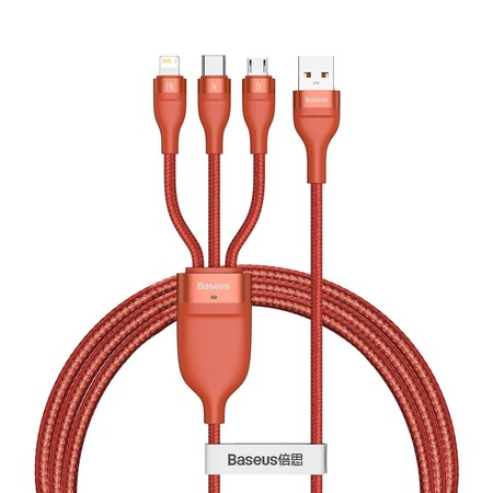 Baseus 3 az 1-ben Flash sorozatú USB adatkábel, USB-C, Micro USB, Lightning, 40 W, 5 A, 1,2 m hossz, Narancssárga