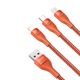 Baseus 3 az 1-ben Flash sorozatú USB adatkábel, USB-C, Micro USB, Lightning, 40 W, 5 A, 1,2 m hossz, Narancssárga