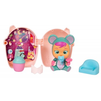 Mini-papusa Cry Babies cu casuta,multicolora Mini-papusa Cry Babies cu casuta,multicolora