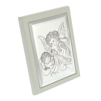 Iconita Ingerul Pazitor Rama Alba 10x13 cm Iconita Ingerul Pazitor Rama Alba 10x13 cm