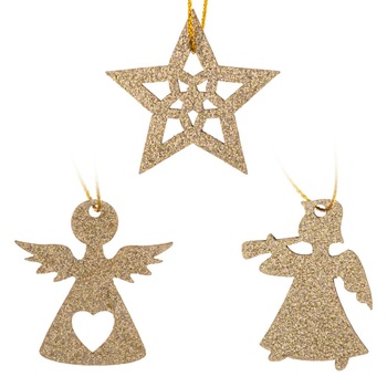 Set 8 ornamente aurii lucioase de Craciun, Lioness, 3.5 cm Set 8 ornamente aurii lucioase de Craciun, Lioness, 3.5 cm