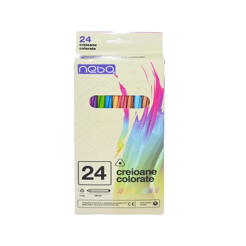 Creioane color Set 24 triunghiulare - NEBO