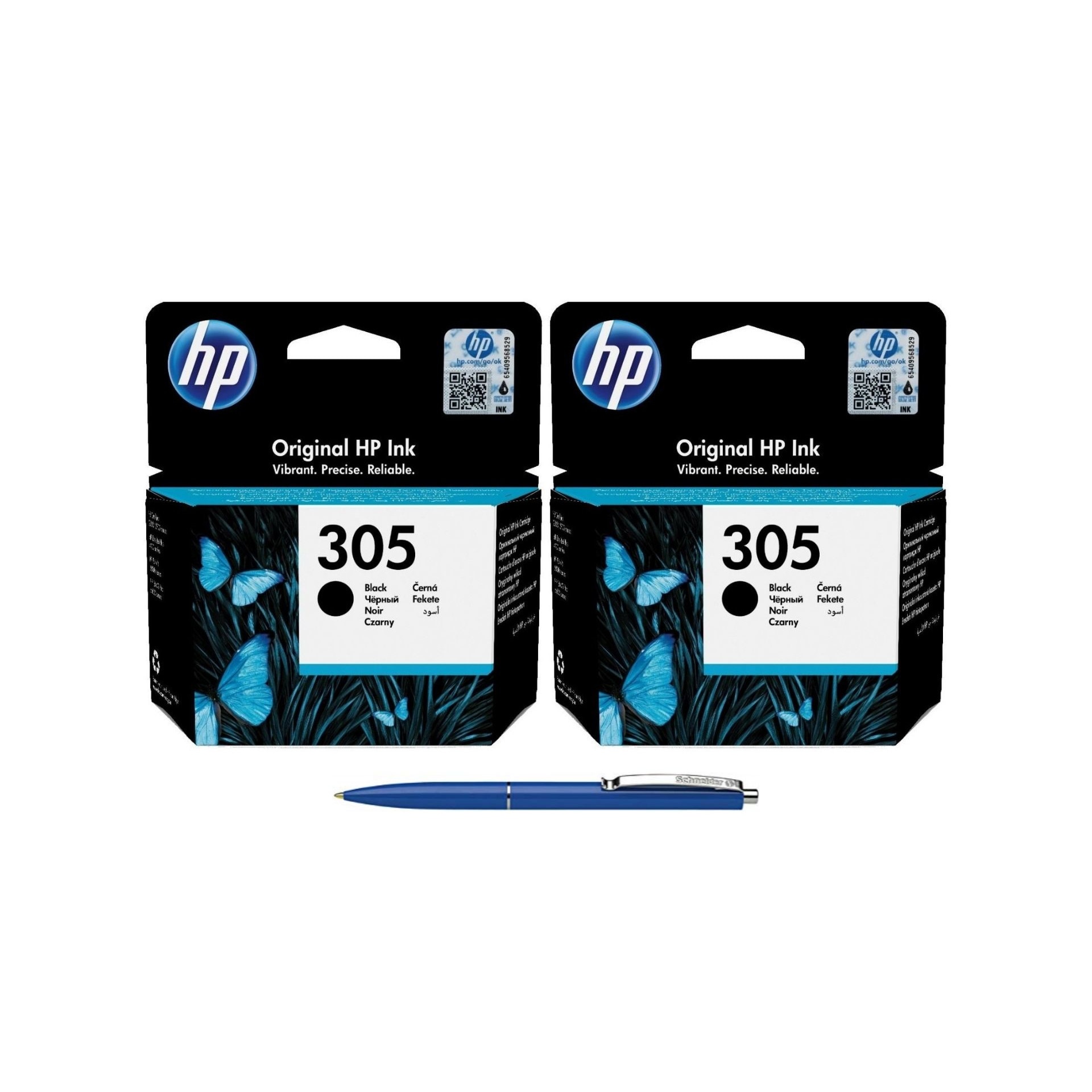 Pachet Cartuse Cerneala Originale HP 2X 3YM61AE 305 Black si Pix Schneider