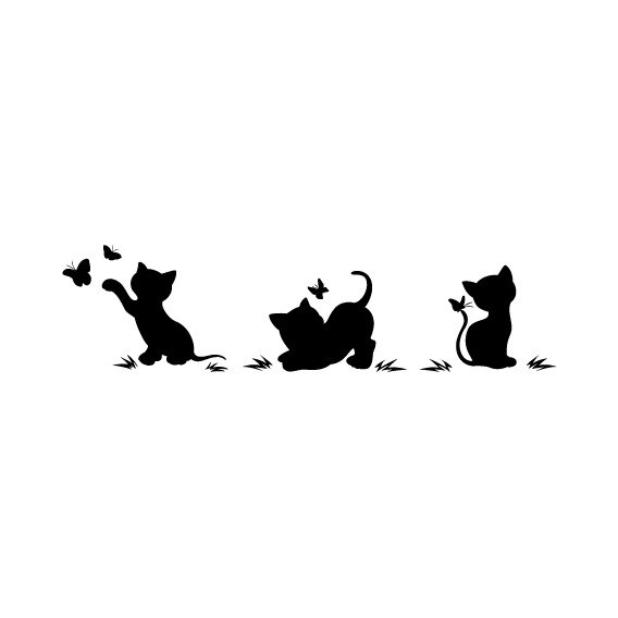 Sticker decorativ perete / geam si auto, Cats, 50x13cm