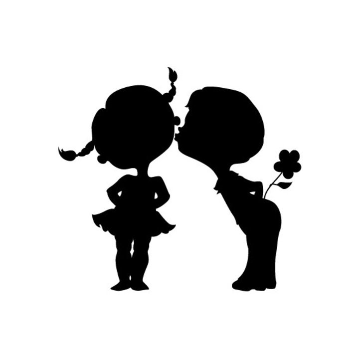 Sticker decorativ perete / geam si auto, boy and girl, 25x23cm