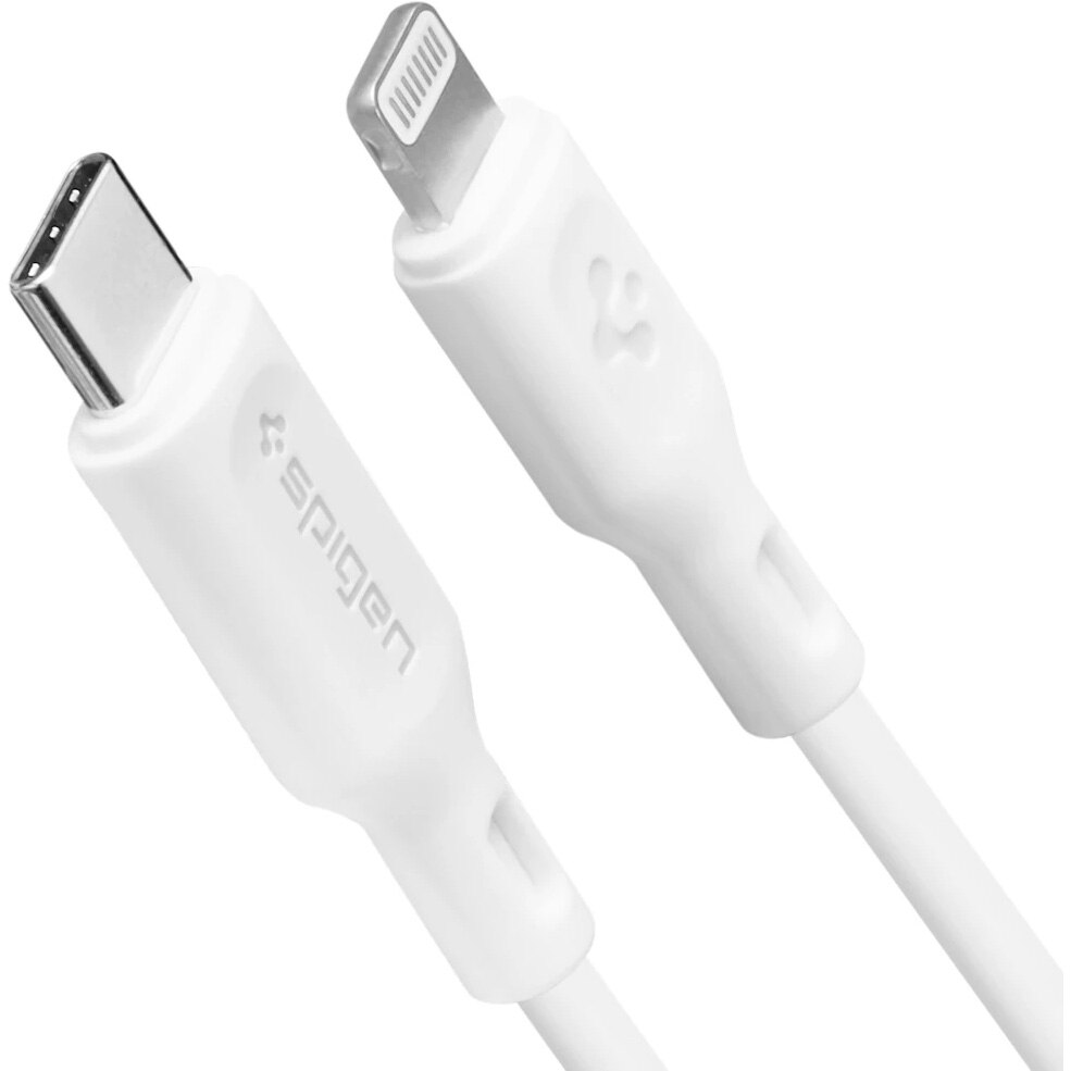 Cablu de date Spigen C10CL, Type-C - Lightning, 0.9m, QC 3.0, 2 buc in pachet, White