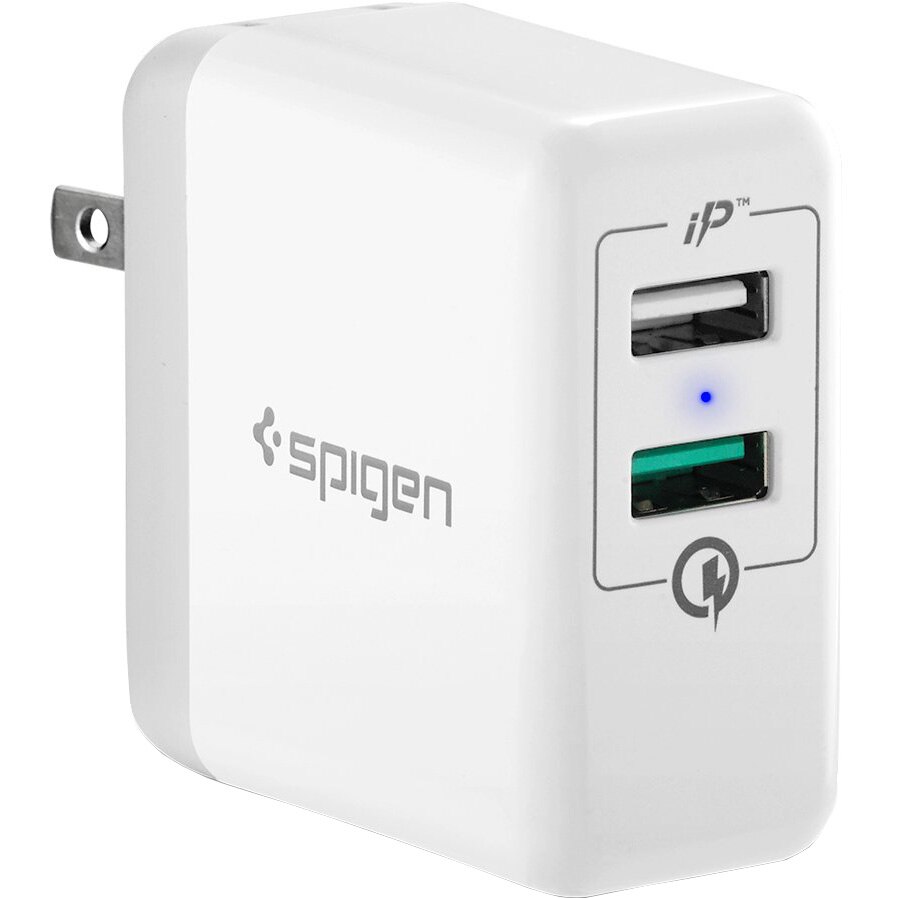 Incarcator retea Spigen F207, 2xUSB, QC 3.0, White
