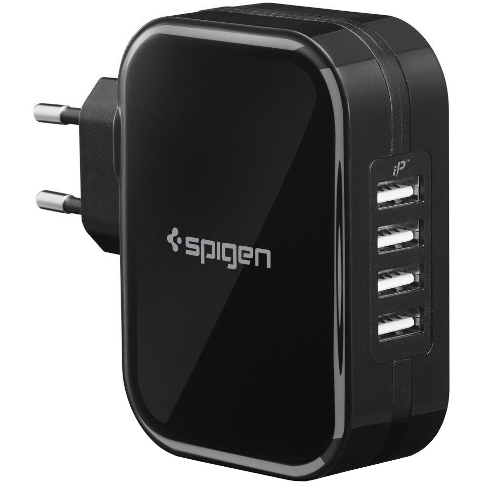 Incarcator retea Spigen F401, 4xUSB, QC 3.0, 2.4A, Black