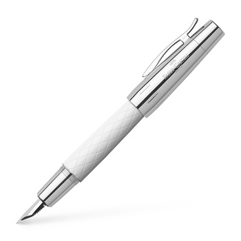Stilou E-Motion Guilloche Rhombus Alb Faber-Castell, Penita F Stilou E-Motion Guilloche Rhombus Alb Faber-Castell, Penita F
