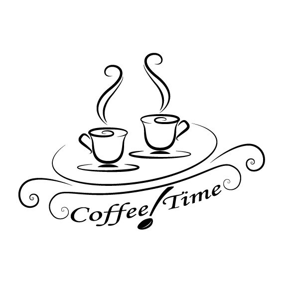 Sticker decorativ perete / geam, coffee time, 30x21cm