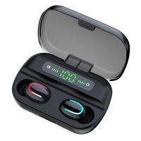 Casti bluetooth Runmus® EarBuds Q82, wireless, handsfree, BT 5.0, carcasa afisaj/incarcare telefon 1500mAh, control muzica/volum/refuz/raspuns, microfon, incarcare magnetica, compatibil universal, reducere zgomot, auto conectare, rezistente la apa, negru
