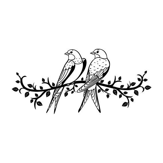 Sticker decorativ perete / geam, birds, 35x16cm