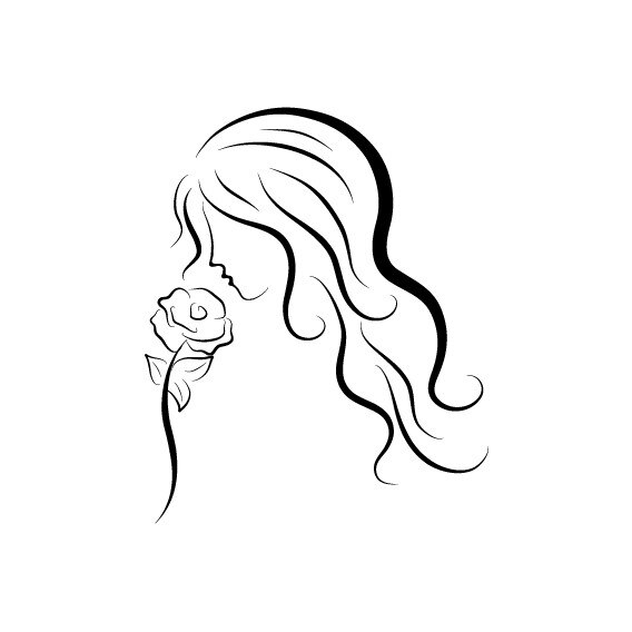 Sticker decorativ perete / geam, the girl with the rose, 21x25cm