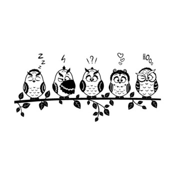 Sticker decorativ perete / geam, owls, 60x28cm Sticker decorativ perete / geam, owls, 60x28cm