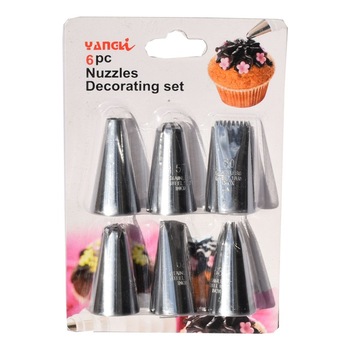 Set de 6 duiuri mari din inox pentru ornat torturi si prajituri Set de 6 duiuri mari din inox pentru ornat torturi si prajituri