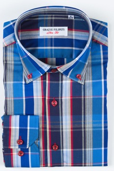 Camasa Grazie Filipeti Slim in carouri albastre S(37/38) Camasa Grazie Filipeti Slim in carouri albastre S(37/38)