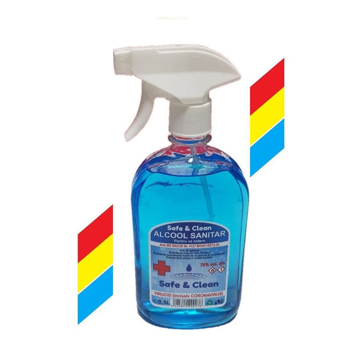 Alcool sanitar Safe & Clean cu trigger avizat MS inclusiv virucid Anti-CORONAVIRUS