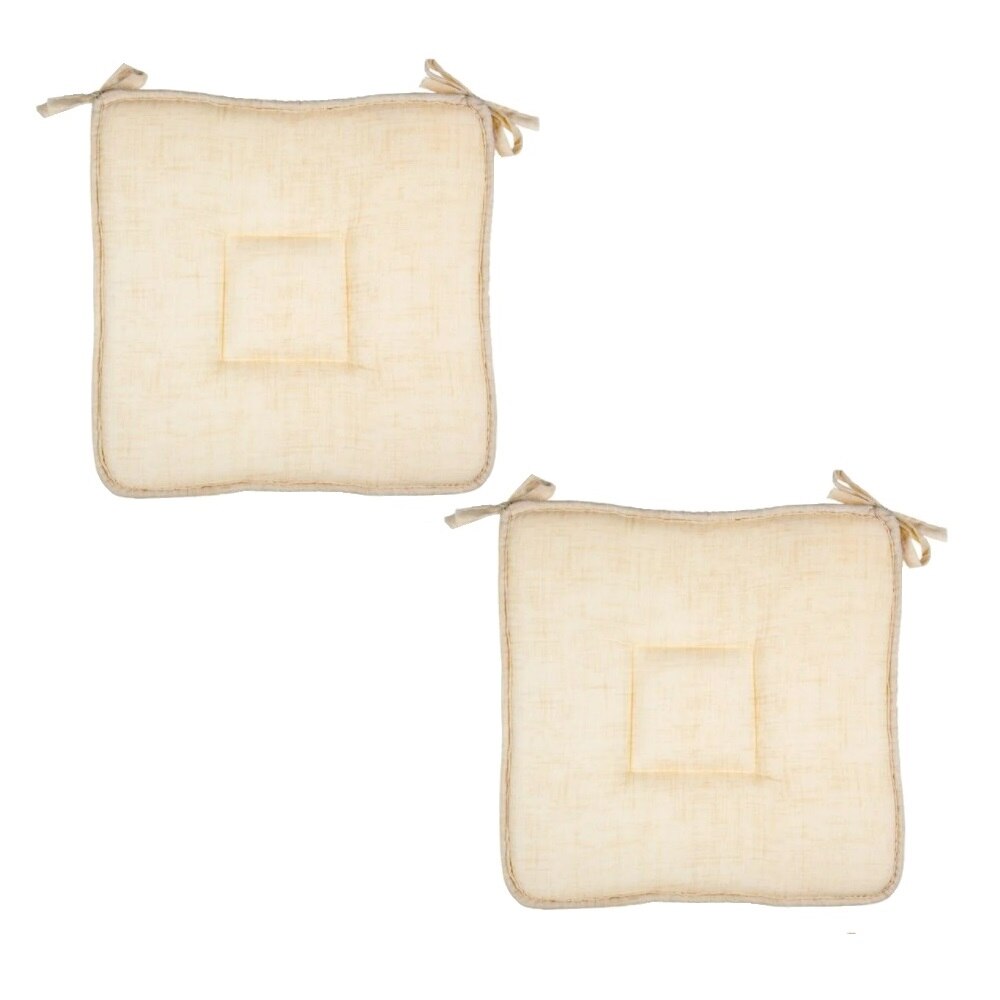 Set perne decorative pentru scaun in forma de patrat, 39x39 cm, Crem, 2 piese