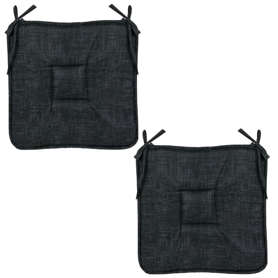 Set perne decorative pentru scaun in forma de patrat, 39x39 cm, Negru, 2 piese