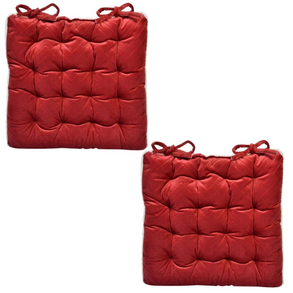 Set perne decorative catifelate si pufoase, cu doua fete, forma patrata, 38x38 cm, Rosu/Alb, 2 piese