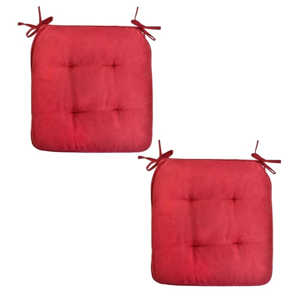 Set perne decorative catifelate pentru scaun, forma patrata, 40x40x4 cm, Rosu, 2 piese
