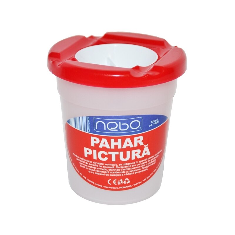 Pahar pentru pictura cu capac , inaltime 8,5 cm , Rosu