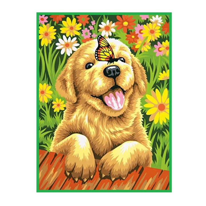 Set pictura dupa numere, Catelusul Fericit, Tablou 20 x 30 cm