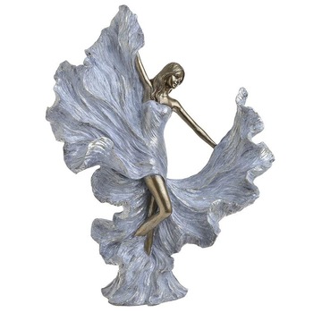 Figurina femeie din rasina, alb-blue-gold, 24X10X30 cm Figurina femeie din rasina, alb-blue-gold, 24X10X30 cm