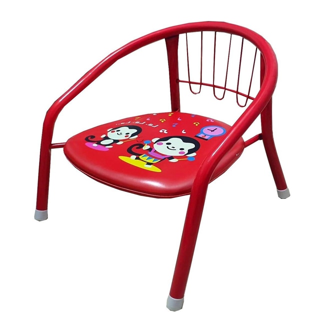 Scaunel metalic pentru copii, Rosu cu imprimeu desen
