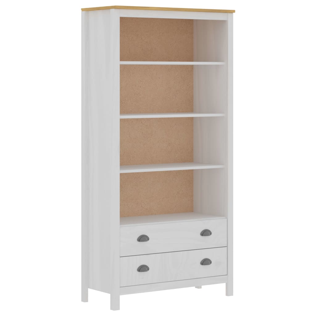 Biblioteca Hill Range cu 2 sertare, vidaXL, Lemn masiv de pin, 85x37x170,5 cm, Alb/Maro