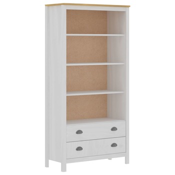 Biblioteca Hill Range cu 2 sertare, vidaXL, Lemn masiv de pin, 85x37x170,5 cm, Alb/Maro Biblioteca Hill Range cu 2 sertare, vidaXL, Lemn masiv de pin, 85x37x170,5 cm, Alb/Maro