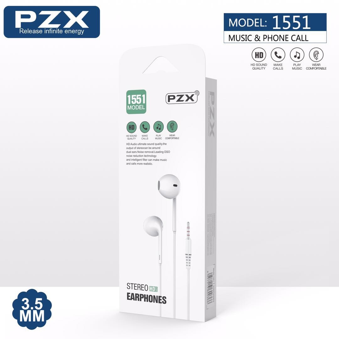 Casti cu fir, PZX, Alb