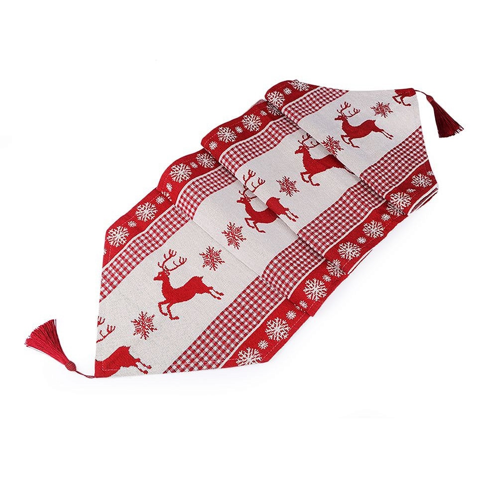 Traversa de masa cu motive de Craciun, 34x175 cm