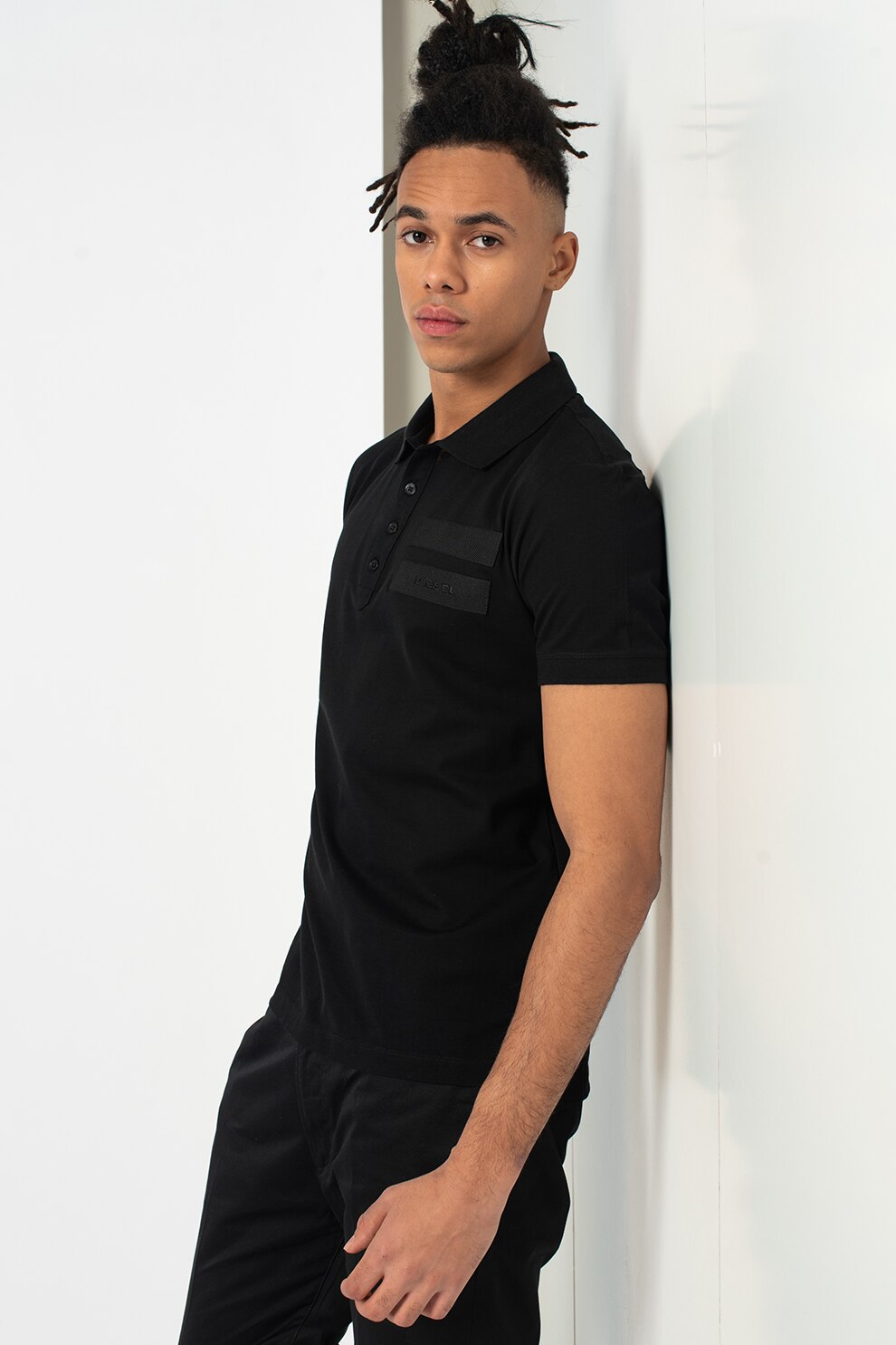 Diesel, Tricou polo slim fit Mikio, Negru