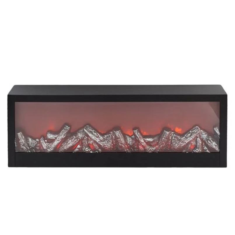 Felinar decorativ cu iluminare si design semineu cu lumini si aspect de flacara, posibilitate montare perete, 60 x 10 x 20 cm