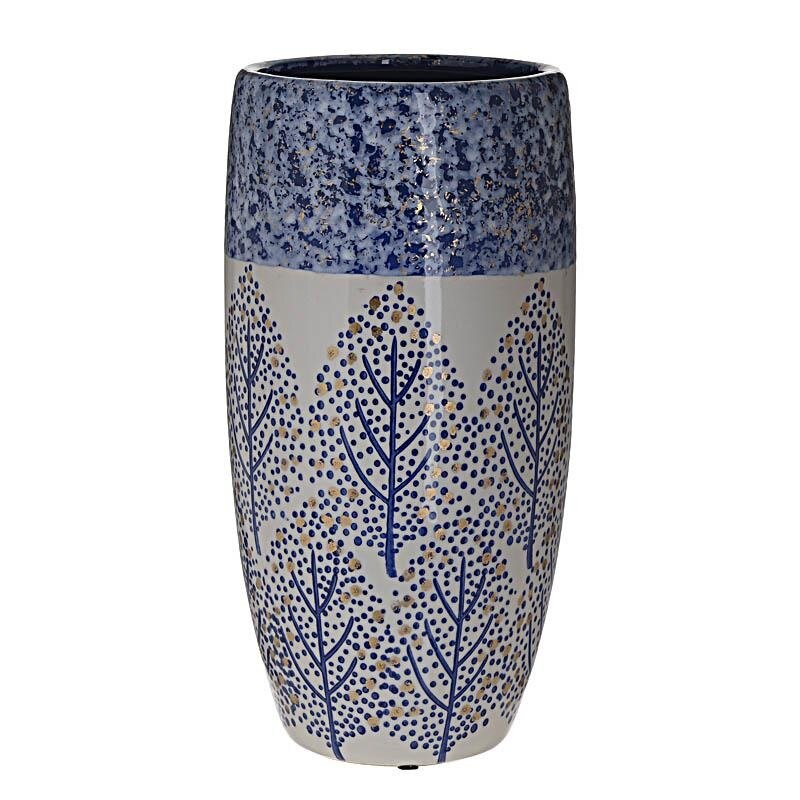 Vaza din ceramica albastru-alb, 16,5 x 33 cm