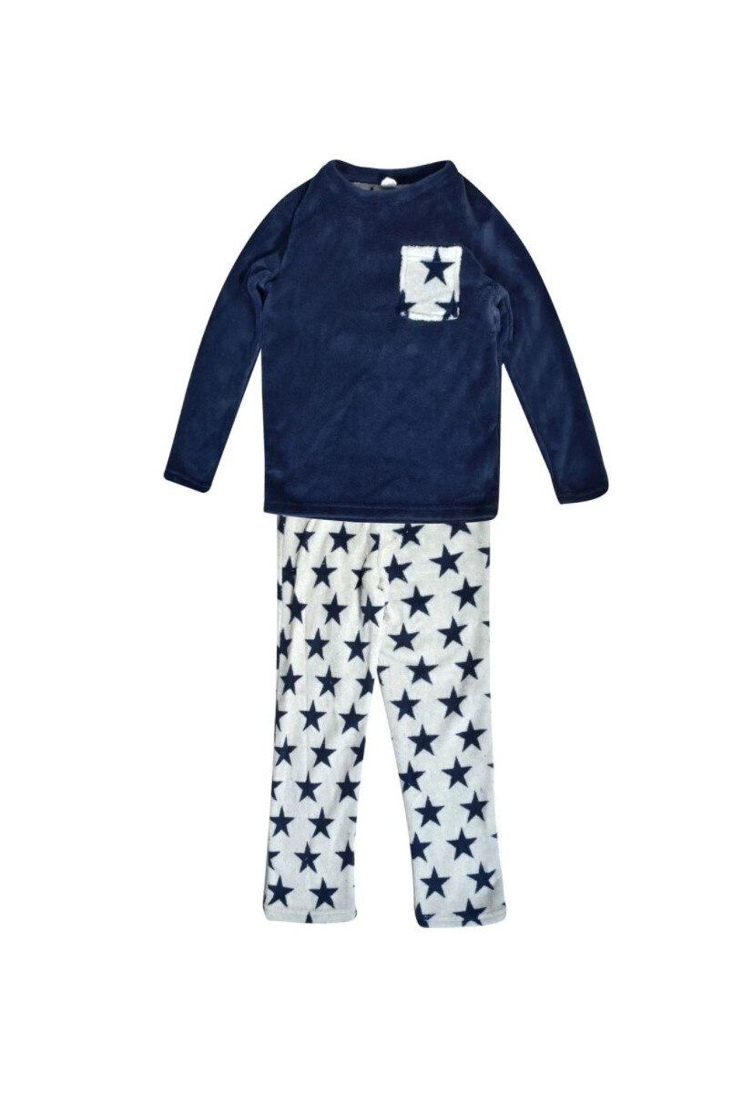 Pijamale barbatesti, Zola®, fleece, model cu stelute, Albastru inchis/Gri