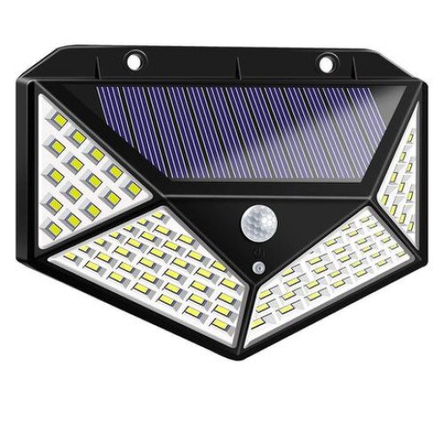 Lampa 100 LED cu panou solar, senzor de miscare
