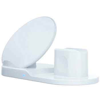 Statie incarcare Wireless Qi 3 in 1, Home, conector Lightning, USB/USB-C, telefon, ceas, casti Statie incarcare Wireless Qi 3 in 1, Home, conector Lightning, USB/USB-C, telefon, ceas, casti