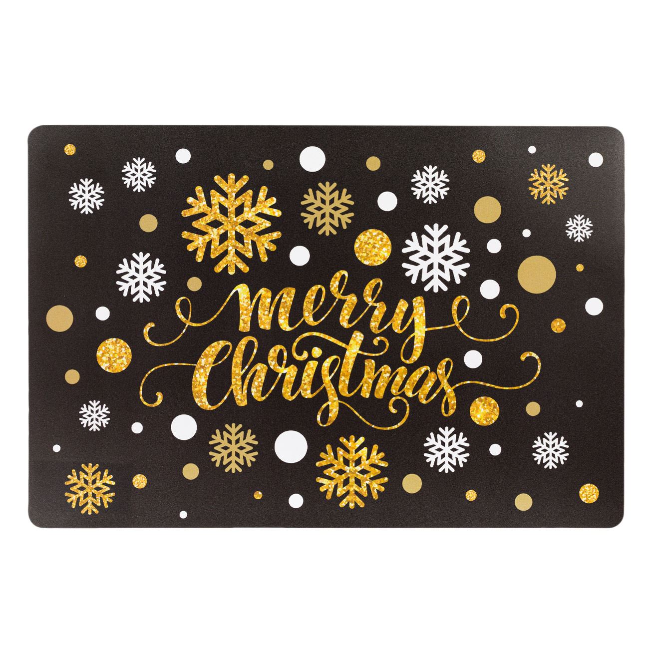 Suport Farfurii, New Line, model Merry Christmas, 43x28 cm, Negru/Auriu