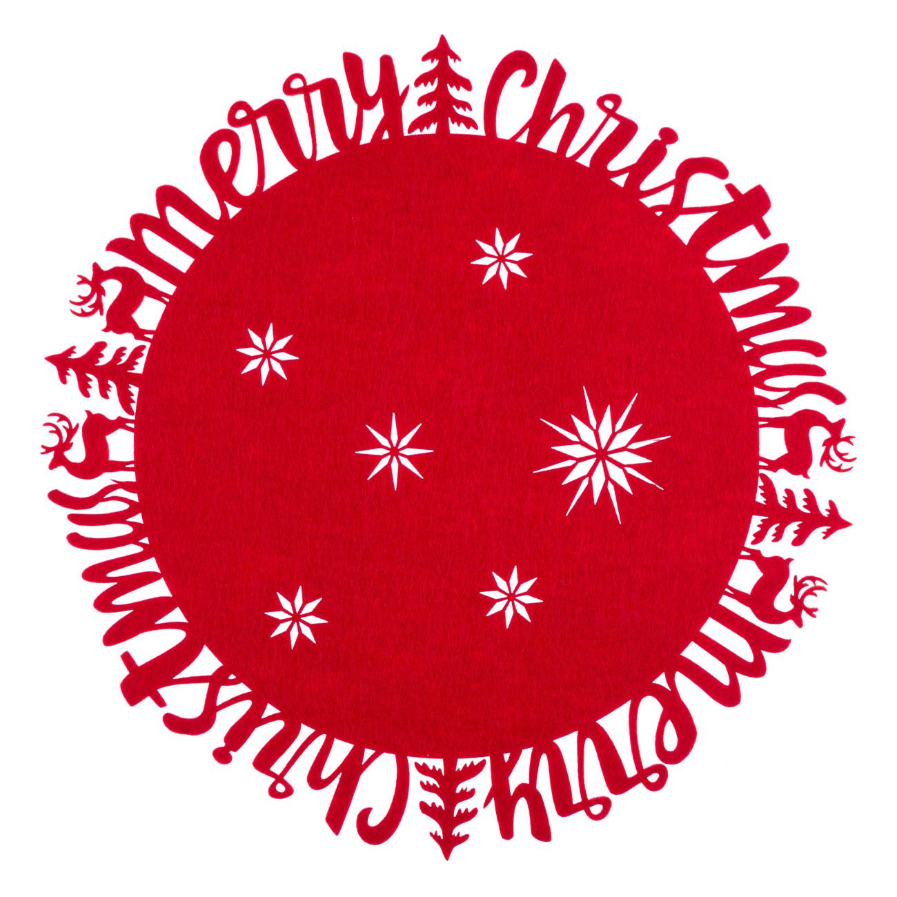 Suport Farfurii, New Line, model de Craciun cu Mesaj, Rotund, 35 cm, Rosu