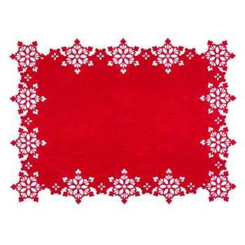 Suport Farfurii, New Line, model de Craciun cu Fulgi de Nea, 42 x 30 cm, Rosu Suport Farfurii, New Line, model de Craciun cu Fulgi de Nea, 42 x 30 cm, Rosu