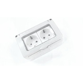 Priza schuko dubla PT, IP55, 16A, pacific Priza schuko dubla PT, IP55, 16A, pacific