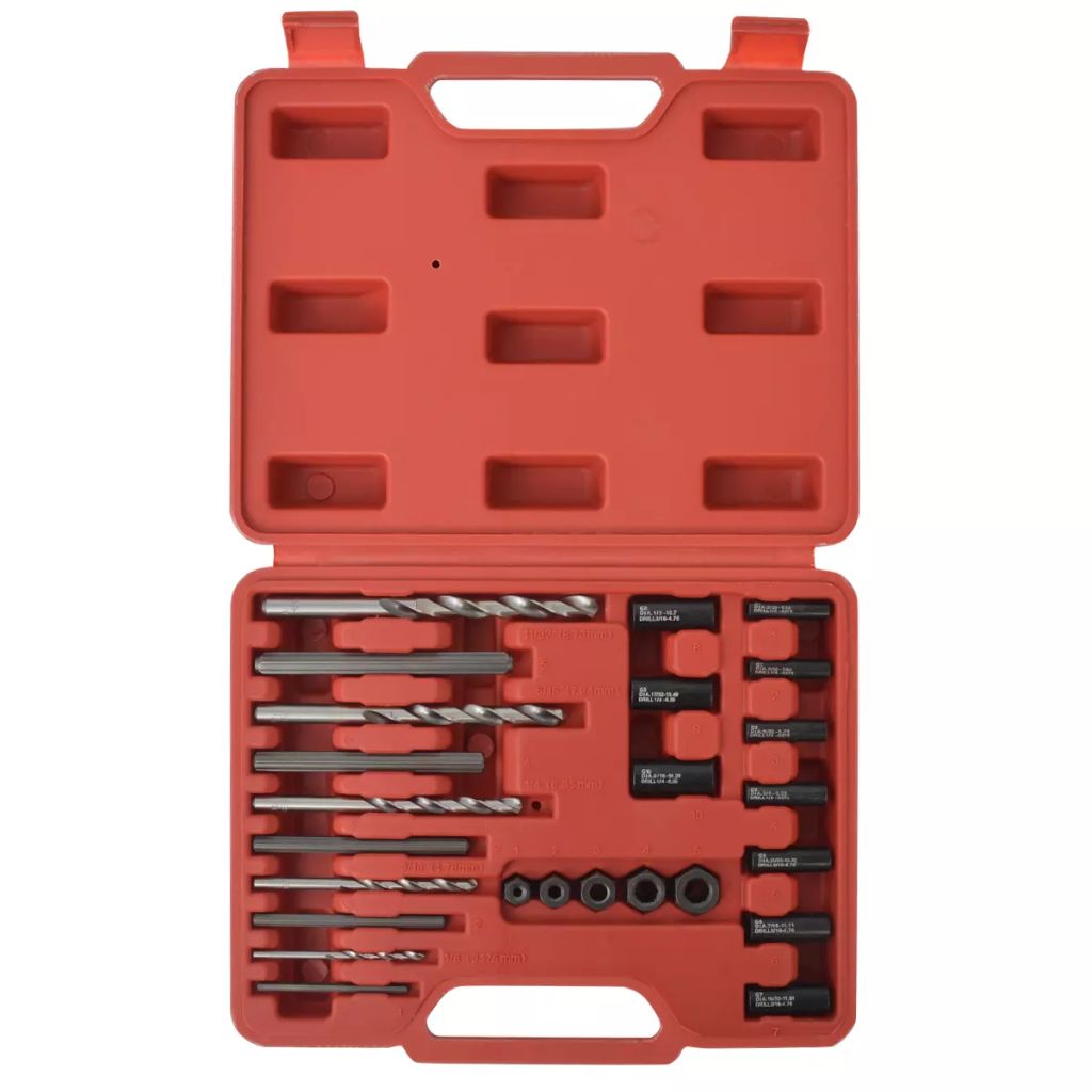 Set extractor suruburi, otel, 25 de piese, vidaXL, Otel, 23 x 18,5 x 5,5 cm