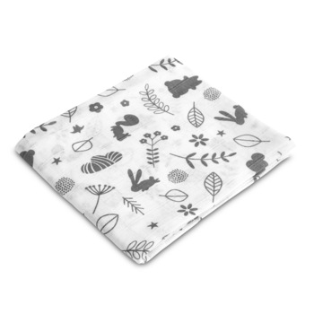 Muselina pentru Bebelusi, Forest, 70x80 CM, Moale si Absorbanta, 100% Bumbac, Alb/Gri Muselina pentru Bebelusi, Forest, 70x80 CM, Moale si Absorbanta, 100% Bumbac, Alb/Gri