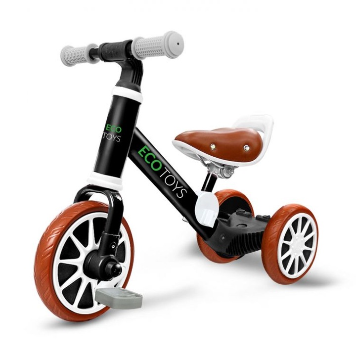 Триколка 3 в 1 "ISP LikeSmart", със свалящи се педали, безкамерни колела от EVA пяна, дръжки против хлъзгане, лека и издръжлива конструкция, черна
